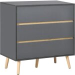 Mh - commode 3 tiroirs design scandinave gris aspect bois clair
