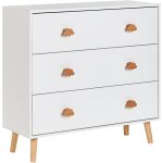 Beliani ? commode enfant 3 tiroirs mdf blanc ? poign�es nuage ? pieds en bois de pin ? rangement pratique ...