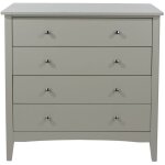 Commode 4 tiroirs 83x43x85 cm en bois de pin gris clair - klari