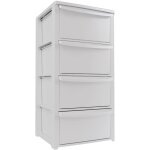 Commode 4 tiroirs blanc - meuble de rangement chambre bureau buanderie 39 x 38. 5 x h 80. 5 cm art plast ...