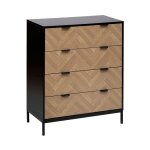 Commode 4 tiroirs 'chevrons' 95cm naturel & noir