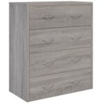 Commode 4 tiroirs chikee 60cm - bois d'ing�nierie - ch�ne gris