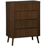 Commode 4 tiroirs. dcor stri noyer. l 80x p 45 h 100cm