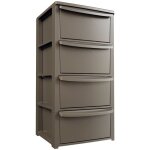 Commode 4 tiroirs gris taupe - meuble de rangement chambre bureau buanderie 39 x 38. 5 x h 80. 5 cm art ...