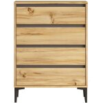 Commode 4 tiroirs rebecca mobili yarala 98, 5x72x45 panneau de particules pvc ch�ne clair gris fonc� ...