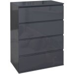 Commode 4 tiroirs style contemporain dim. 55l x 33l x 80h cm laqué gris Commode 4 tiroirs style contemporain dim. 55l x 33l x 80h cm laqué gris