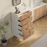 Commode 5 tiroirs, 60x34x110cm, rangement salon / chambre / entr�e, meuble de dressing pratique, meuble ...