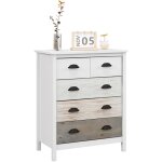 Homcom ? commode 5 tiroirs blanche en mdf et bois de pin ? dimensions 70 x 38 x 85 cm ? parfaite pour ...