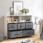 Commode  5 tiroirs tissu 2 tagres ouvertes meuble de rangement de chambre salon couloirs entres 100 ...