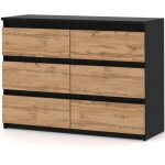 Commode 6 tiroirs 100 cm ch�ne noir wotan spacious rtv cabinet living room bedroom loft furniture