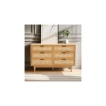 M&s - commode 6 tiroirs 120x39, 5x75 cm naturel avec cannage - aretha