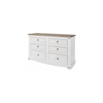 M&s - commode 6 tiroirs 132x43x83 cm en pin blanc - sergo