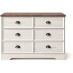 Commode 6 tiroirs blanc et bois 120cm valla