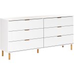 Commode avec 6 tiroirs en bois d'ing�nierie poign�es dor�es pieds en bois massif meubles de salon blanche ...