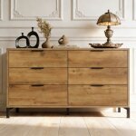 Commode 6 tiroirs ch�ne fonc� 120�40�76 cm, meuble de rangement polyvalent pour chambre � coucher & tous ...