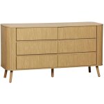 Commode 6 tiroirs. dcor stri naturel. l 150 x p 45 h 80cm