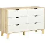Mh - commode 6 tiroirs design scandinave bois pin panneaux