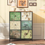 Commode 6 tiroirs, design vintage, rangement multifonctionnel, meuble de chambre, convient pour chambre, ...