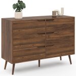 Idmarket - commode 6 tiroirs helsinki 115 cm scandinave effet noyer
