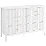 Vente - unique - commode 6 tiroirs en mdf - blanc - nariva Vente - unique - commode 6 tiroirs en mdf - blanc - nariva