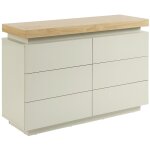 Commode ? 6 tiroirs ? mdf laqu� ? avec leds ? coloris : naturel et beige - halo