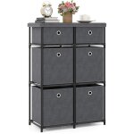 Commode  6 tiroirs, meuble de rangement  3 niveaux 58 x 29 x 84 cm, avec structure mtallique et bacs ...