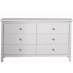 Homifab - commode 6 tiroirs en pin massif blanc 130 cm - elton