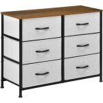 Commode 6 tiroirs pliables elliot aspect bois, noire et grise