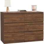 Idmarket - commode 6 tiroirs tomi 110 cm effet noyer