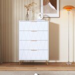 Commode 60 cm avec 4 tiroirs, finition diamant blanche, style scandinave, buffet � vaisselle, pour chambre, ...