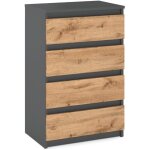 Commode 60 cm 4 tiroirs en bois stratifi� gris ? largeur 60 cm ? hauteur 92, 5 cm ? coulisses � billes ...