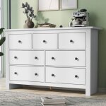 Wishdor - commode  7 tiroirs, commode blanc pour entre, cuisine, salle  manger et salon