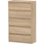 Commode 70 cm - chne sonoma - 5 tiroirs - spacieuse et �l�gante pour salon