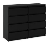 Commode xxl - 120 cm - noire - 8 tiroirs - lgante et spacieuse pour salon et chambre