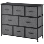 Commode 8 tiroirs tissu & m�tal gris fonc� - meuble rangement moderne pour chambre ou salon - enfilade ...