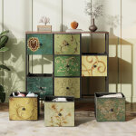 Commode 9 tiroirs, design vintage, rangement multifonctionnel, meuble de chambre, convient pour chambre, ...