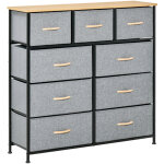 Commode � 9 tiroirs, tiroir de rangement, housse en tissu pliable?structure en acier noir?100 x 30 x ...