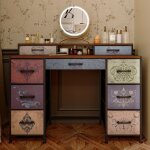 Commode 9 tiroirs en tissu, commode vintage, casiers multicouches, coiffeuse pour chambre, table d'appoint ...