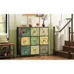 Commode � 9 tiroirs en tissu, commode vintage, casiers � trois niveaux, coiffeuse pour chambre, table ...