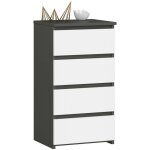 Akord - commode cl4 gris graphite 40 cm 4 tiroirs façade blanche 40x35x74 cm Akord - commode cl4 gris graphite 40 cm 4 tiroirs façade blanche 40x35x74 cm