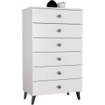 Akord - commode mobi blanche 60 cm 6 tiroirs 60x37x104 cm