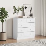 Commode alta blanc 77x35x73 cm bois massif de pin cfw60389