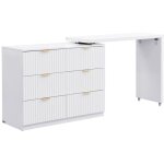 Pascal morabito - commode avec angle pivotant 6 tiroirs - blanc et doré - dranova de Pascal morabito - commode avec angle pivotant 6 tiroirs - blanc et doré - dranova de