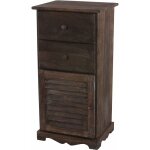 [jamais utilis] commode / armoire, 2 tiroirs, 1 porte, 40x32x80cm, shabby, vintage, marron