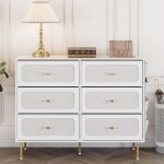 Commode blanche avec 6 tiroirs en tissu oxford ? dimensions 110 x 30 x 85 cm ? sacs d'organisation inclus ...