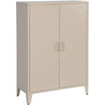 Commode / armoire en m�tal beige. 2 espaces de rangement. casiers