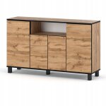 Commode 140 cm - chne wotan - style scandinave - �l�gante et spacieuse