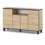 Commode large 140 cm - 4 portes - chne sonoma - design moderne et spacieux