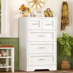 Commode blanche 5 tiroirs, commode pour chambre adulte et enfant, meuble de rangement multifonctionnel ...