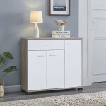 [en. casa] - commode bobeck panneau de particules 72 x 80 x 28 cm effet chne blanc